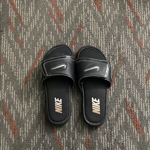 Nike Black and Gray Slide Sandals